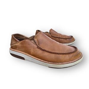 Olukai Kalia Slip on Brown Leather Loafers Shoes Sneakers Casual Men's size 8.5